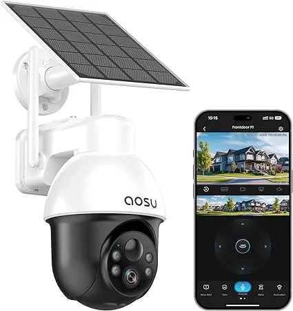 AOSU 3K/5MP Solar Security Cameras Outdoor Wireless 360-Degree 2K Wireless Camera