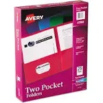 Avery Two-Pocket Folder, 40-Sheet Capacity, Assorted Colors, 25/Box