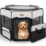 Akinerri Dog Playpen, Foldable Puppy Pet Exercise Kennel with Removable Mesh Shade Cover, Portable Pet Playpen for Pets Indoor or Outdoor Training