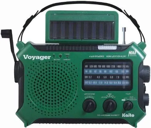 Kaito KA500IP-GRN Voyager Solar/Dynamo Am/fm/sw NOAA Weather Radio with Alert and ...