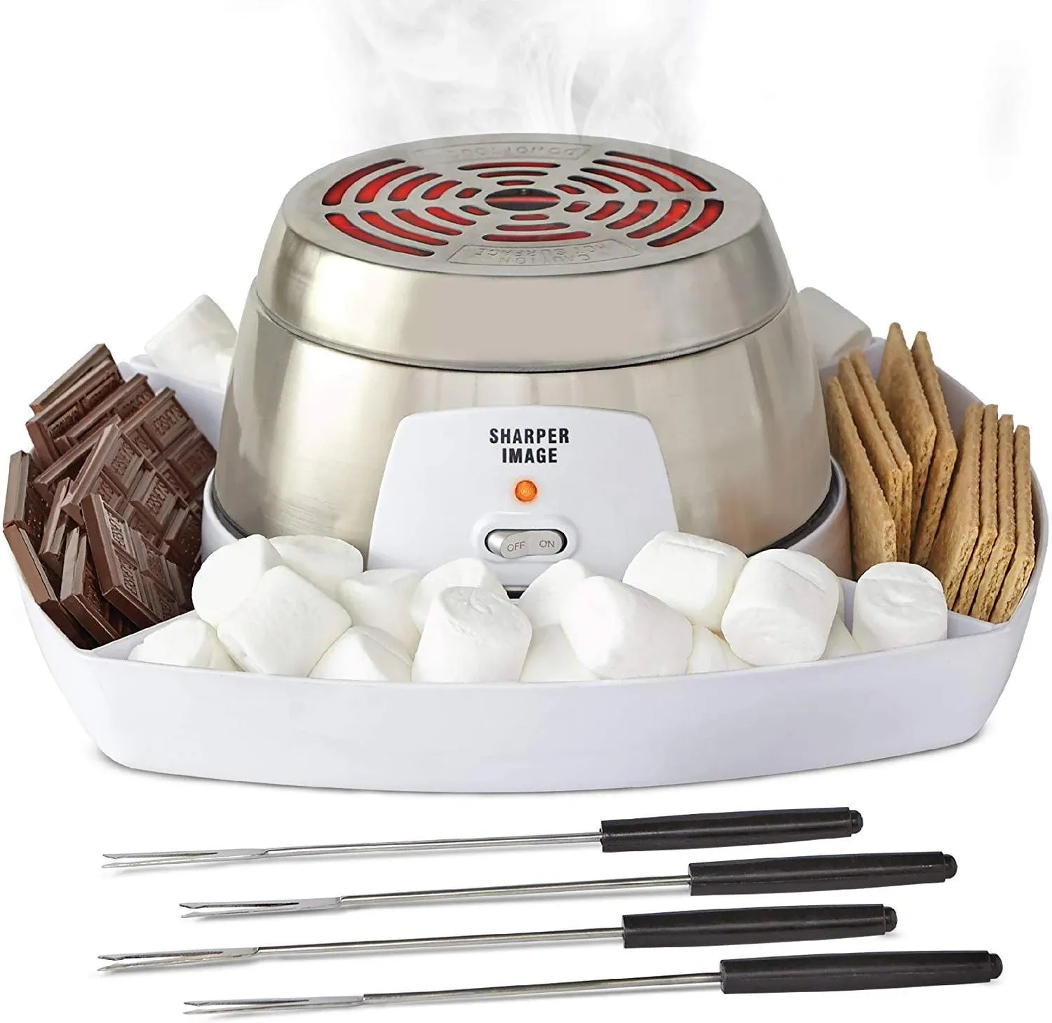 SHARPER IMAGE Electric Tabletop S'mores Maker for Indoors, 6 Piece Set