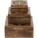 Emma Wooden Box,Set of 3, Brown