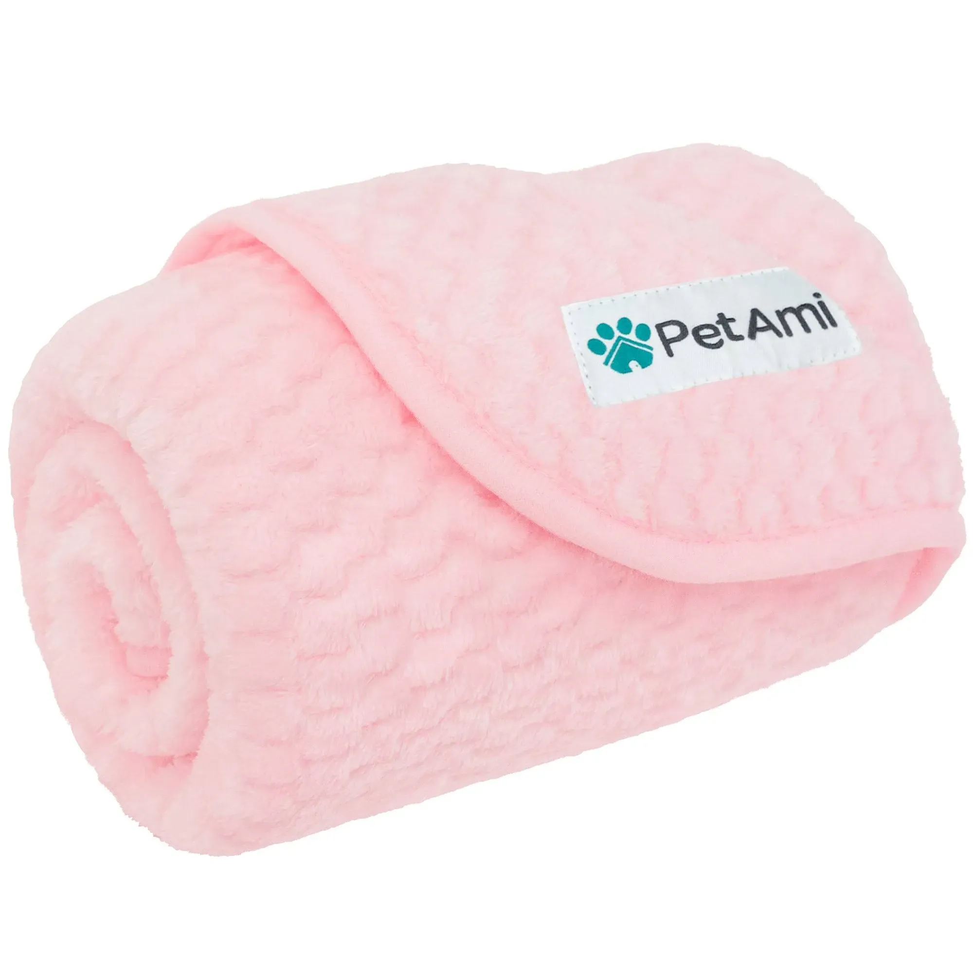 PetAmi Sherpa Fleece Waterproof Waffle Cat & Dog Blanket, Pink, Large