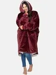 The Comfy Wearable Blanket Fleece Hoodie Burgungy Print OS unisex blanket nwt