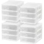 USA Plastic Stacking Desk Top 3-Drawer Storage Organizer, 4-Pack, for Makep V...