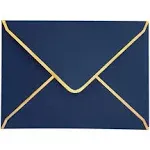 50 PCS Blue Envelope 5 x 7 Inch Invitation Envelopes A7 Size V-Flap Mailing Card Envelopes Quick Seal Envelopes with Gold Border for 5x7 Cards, Birthday, Weddings, Graduations, Greeting Cards