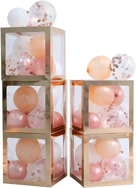 White Transparent Balloon Boxes with 27 Letters,Clear Block Boxes Backdrop,for B