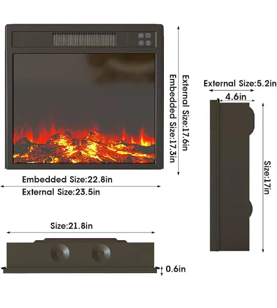 HOSEOKA 23" Electric Fireplace Insert