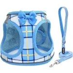 JdotMIN Plaid Dog Harness and Lead Set, Extra-Small to Small Dog and Cat Vest ...