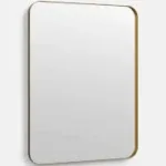 Better Bevel 30" x 40" Gold Metal Framed Mirror | Rectangle Bathroom Wall Mirror | Rounded Corner