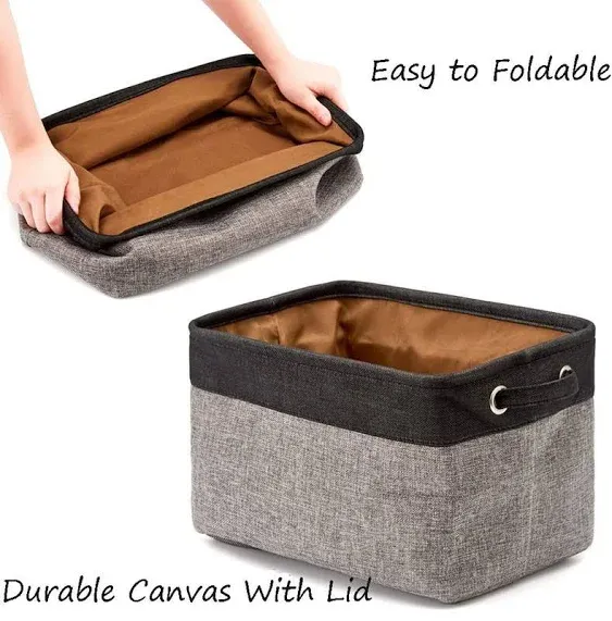 Awekris Foldable Storage Bin Basket Set [3-pack] Canvas Fabric Collapsible ...