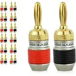 Mediabridge Banana Plugs - Corrosion-Resistant 24K Gold-Plated Connectors - (4 Pair) - Solderless Termination of Speaker Wire