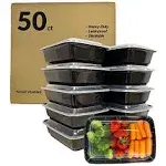 Reli. Meal Prep Containers, 32 oz. (50 Pack) - 1 Compartment Food Containers with Lids, Microwavable Food Storage Containers