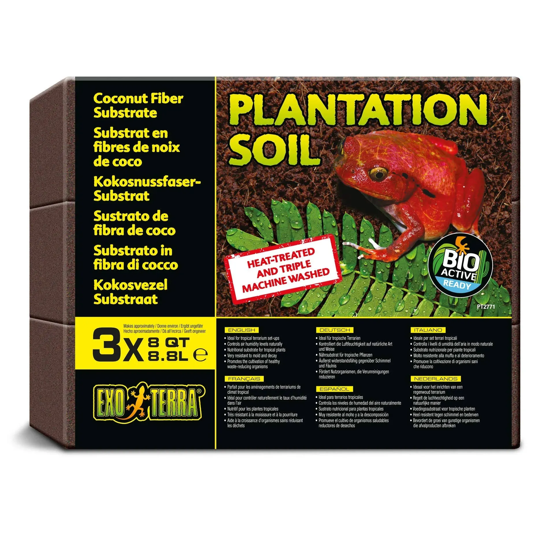 Exo-Terra Plantation Soil Terrarium Substrate Pack, 8 Quart, Pack of 3, 8 QT