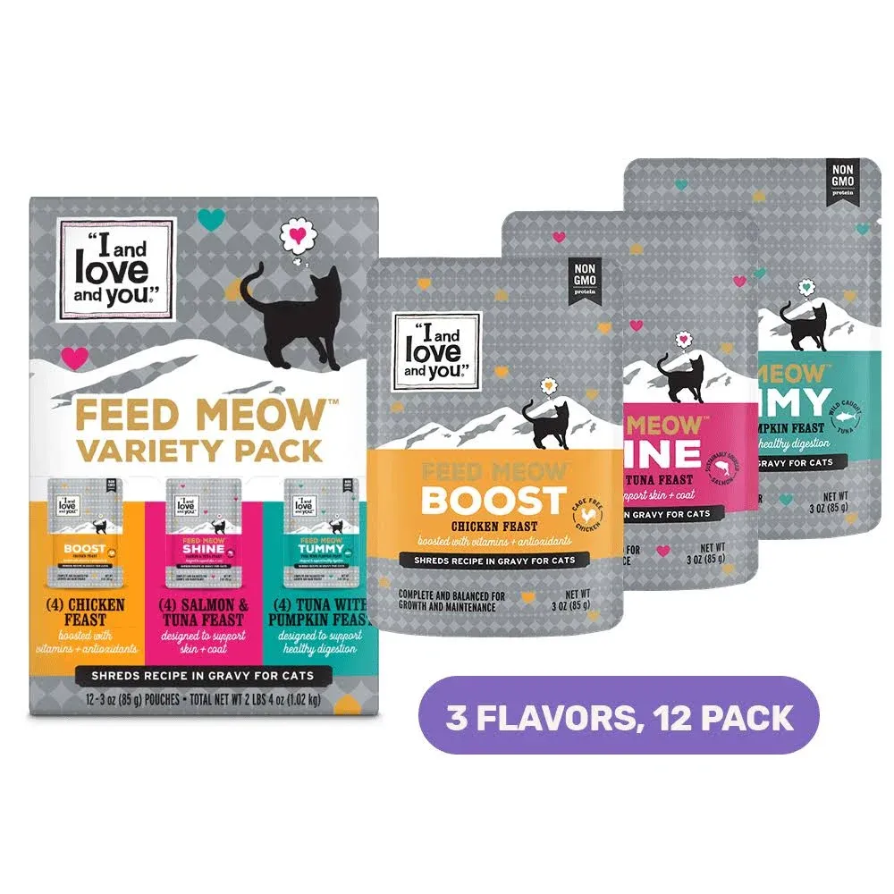 I and Love and You Feed Meow Cat Food 12ct Variety Pack