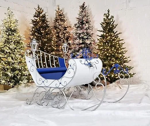 Zaer Ltd. Life-Size Christmas Outdoor Victorian Santa Sleigh, Commercial Christmas Decoration