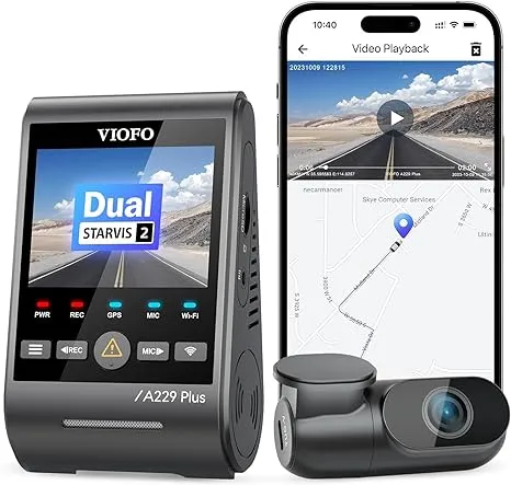 VIOFO A229 Plus Channel Dash Cam, Dual Starvis 2 Sensors HDR Front and Rear