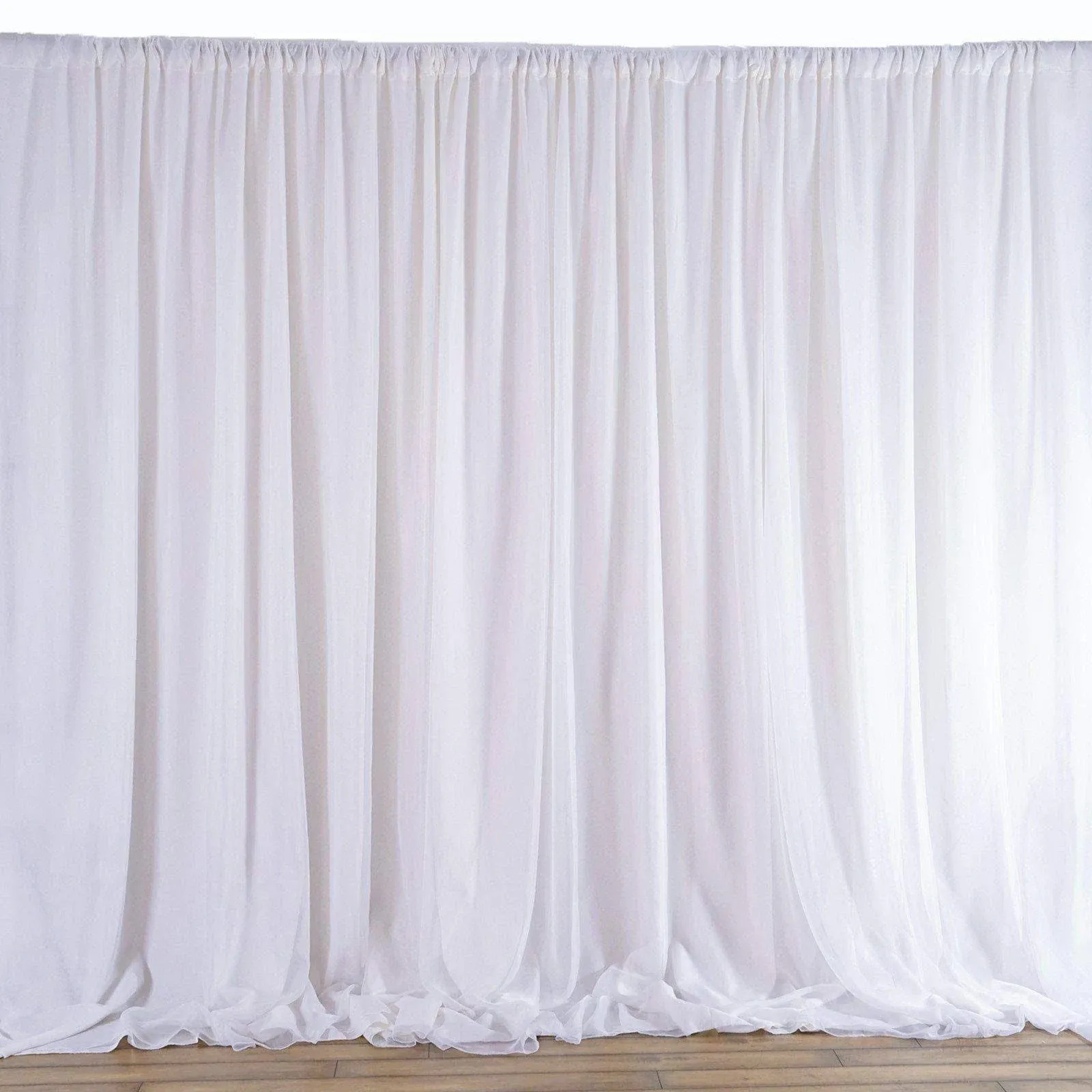 Ak Trading 115&#034; X 120&#034; White Chiffon Drapes Panels For Wedding Events &amp; Decor Ba