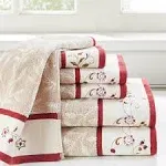 Madison Park Red Serene Embroidered Cotton Jacquard 6 Piece Towel Set