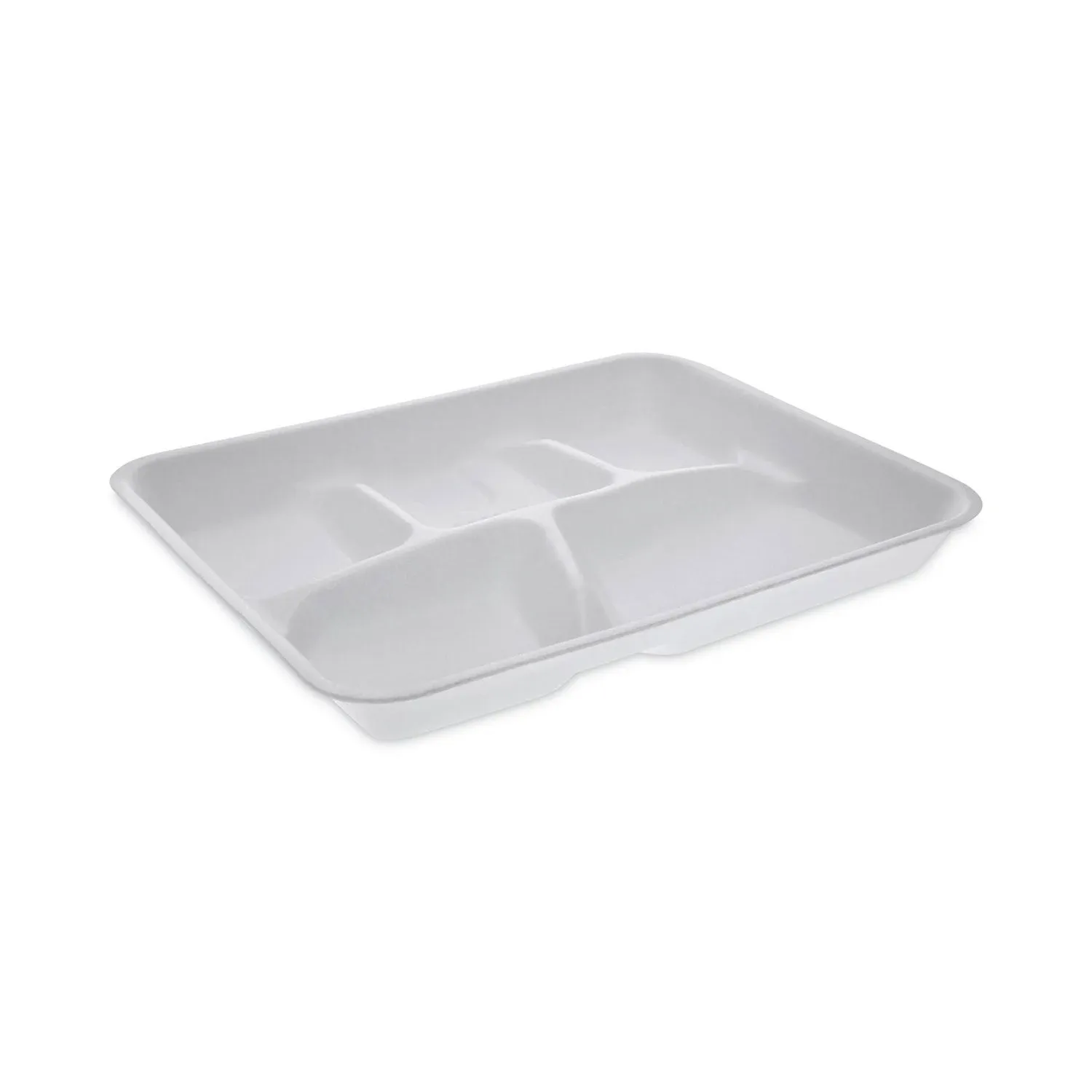 Pactiv Foam School Trays 5-Compartment 8.25 x 10.5 x 1 White 500/Carton