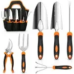 Garden Tool Set, CHRYZTAL Stainless Steel Heavy Duty Gardening Tool Set, with Non-Slip Rubber Grip, Storage Tote Bag, Outdoor Hand Tools, Ideal Garden Tool Kit Gifts for Women and Men