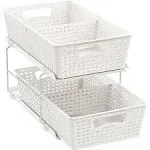 Simple Houseware 2 Tier Bathroom Organizer Tray Pull-Out Sliding Drawer/Under-Sink Storage, White