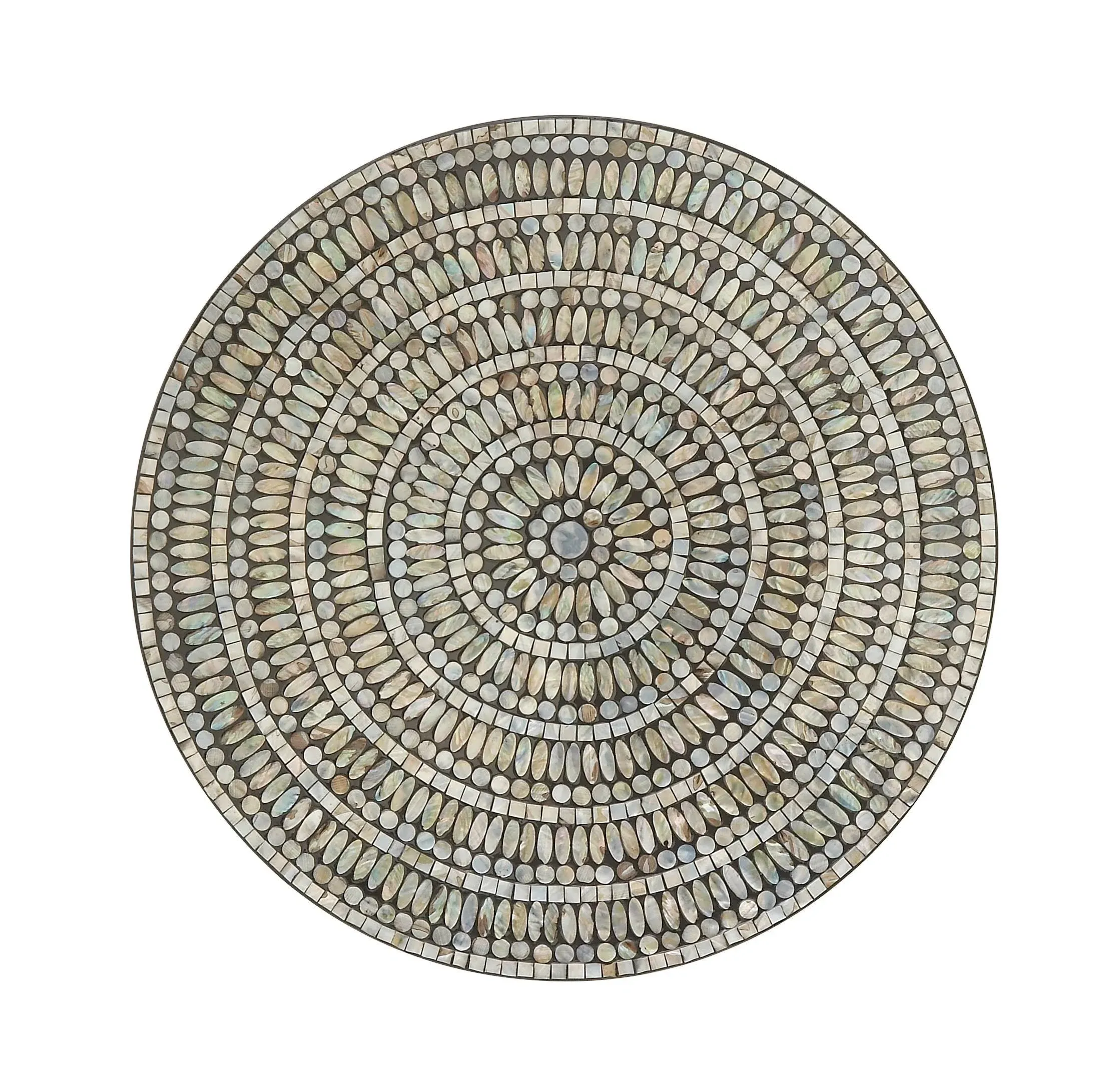 27 in. x 27 in. Mother of Pearl Shell Silver Handmade Mosaic Plate Wall Decor