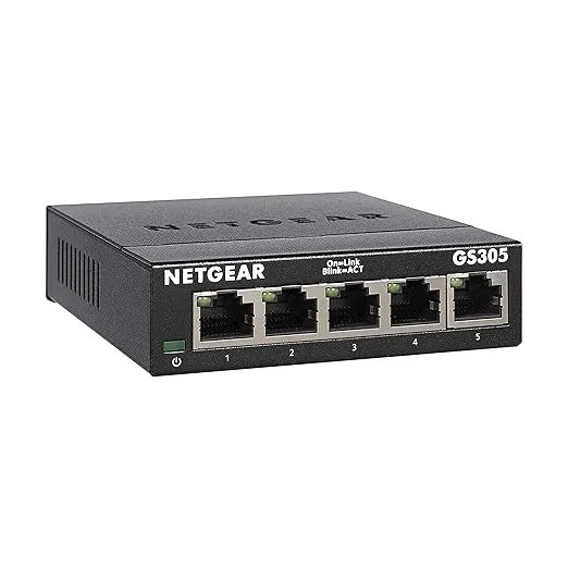 NETGEAR 5 Port Gigabit Ethernet Managed Network Switch (GS305E) - Desktop or Wall Mount, Home Network Hub, Office Ethernet Splitter, Silent Operation