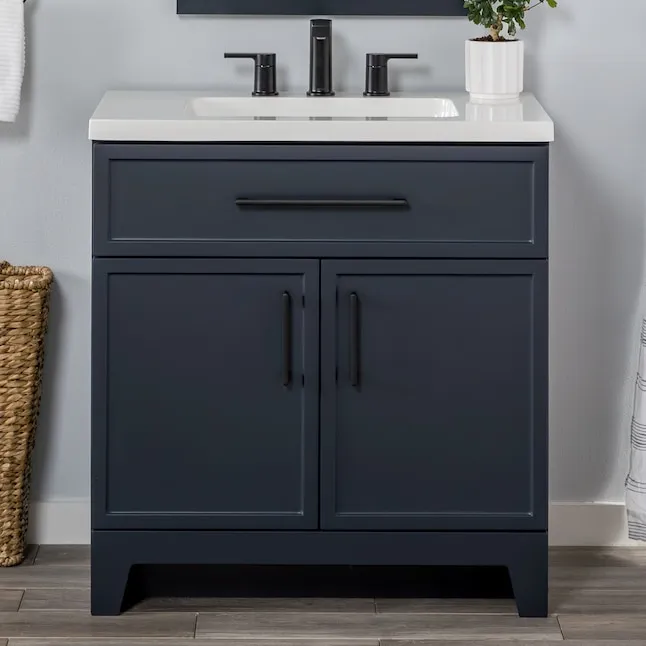 Style Selections Potter 30-in Blue Single Sink Bathroom Vanity with White Cultured Marble Top