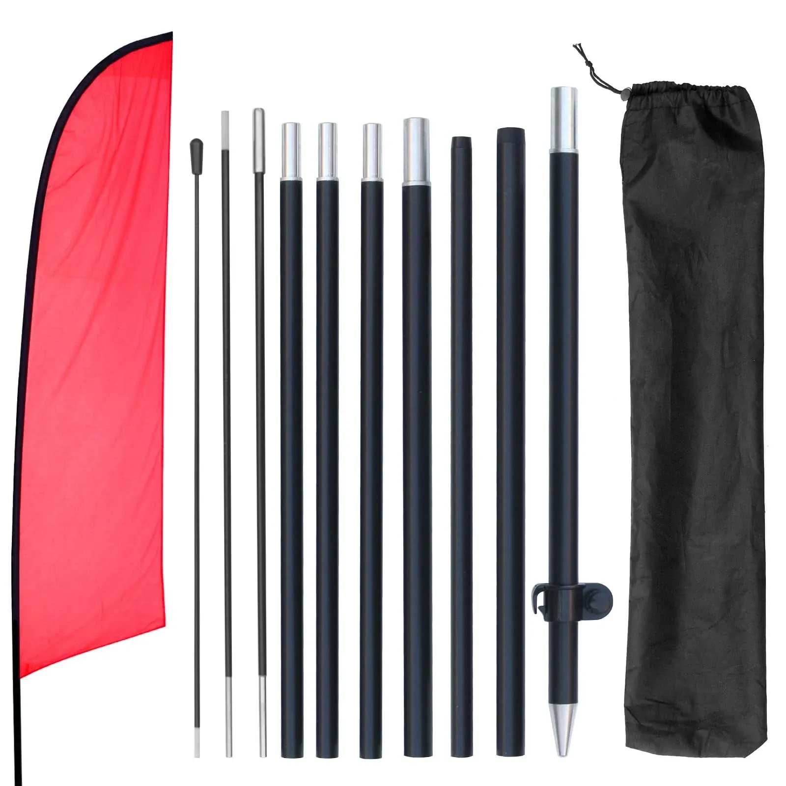 yeload 12ft Portable Flag Pole for 9.2ft Feather Flags, Ideal Feather Flag Sign Pole for Businesses & Storefronts, Aluminum Swooper Flag Pole Kit for Advertising Outdoor Grounds (12ft, 1 Sets)