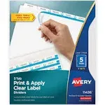 Avery Print and Apply Index Maker Clear Label Dividers 5 White Tabs Letter 5 Sets